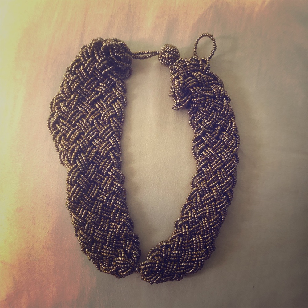 Gold bib necklace